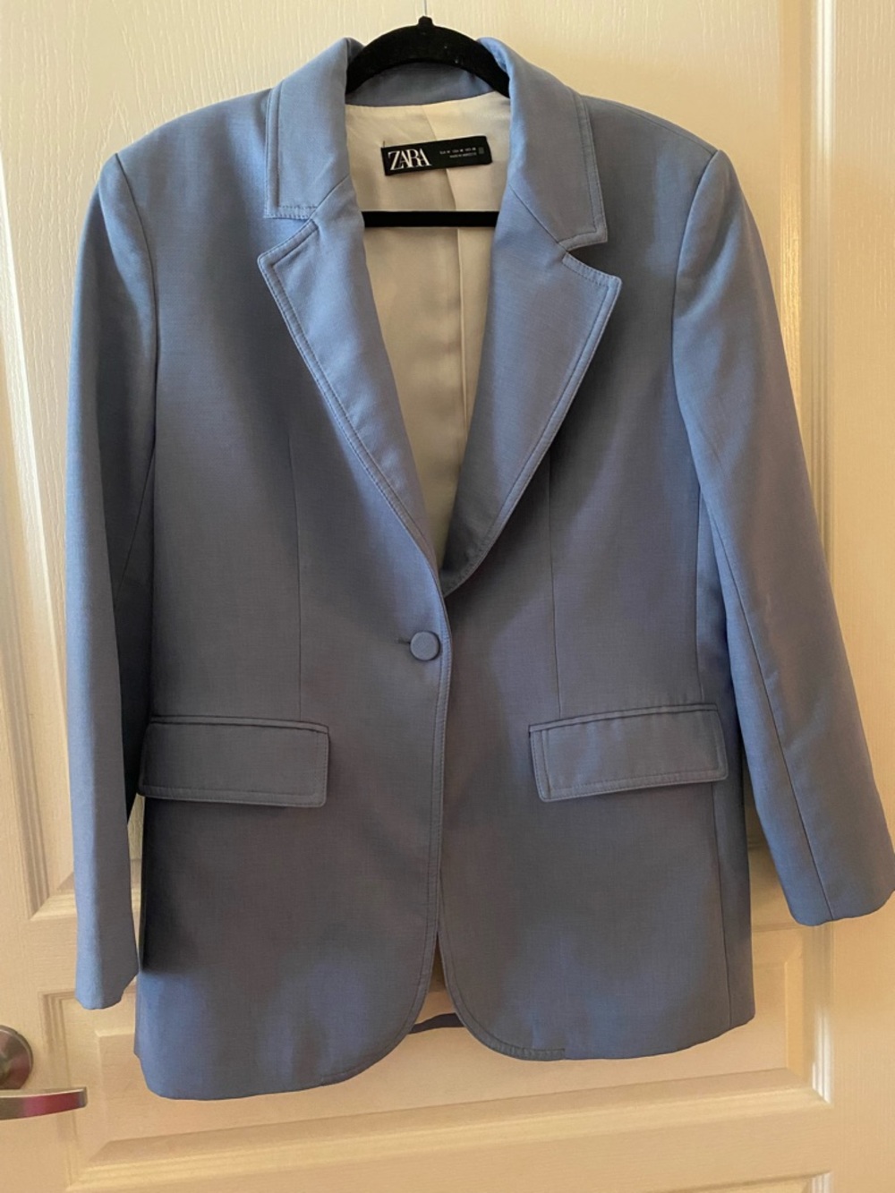 ZARA Set: Single Button Blazer & Tapered Trousers in Pale Blue - M/L - Picture 4 of 16